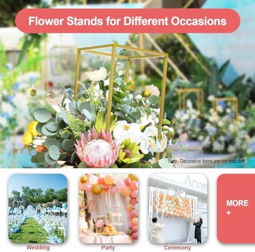 10PCS Wedding Flower Stand, 23.6Inch/60cm Gold Column Vases Rack for Baby Shower Birthday Party Decoration Garden Arbor Frame Holder for Flower Balloon Decor Road Leads - Image 6