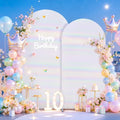 Rainbow White Arch Covers 7.2 and 6ft Sequin Sparkly Birthday Party Arch Backdrop Covers Set of 2 Spandex Shimmer Balloon Arch Stand Cover for Wedding Bridal Shower Baby Shower Photo Arches Background by Suppromo