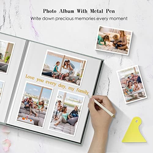 Spbapr Large Photo Album Self Adhesive Magnetic Scrapbook,DIY Scrapbook Album for 4x6 5x7 8x10 Picture,40 Pages Linen Cover Memory Book for Wedding Family Baby Pets, with Metallic Pen and Scraping - Image 5