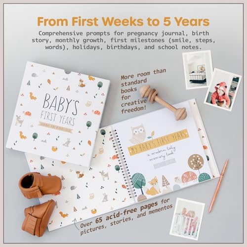 Keepsake Baby Memory Book for Baby Boy or Girl – Timeless Gender Neutral Baby Journal Scrapbook Photo Album for First 5 Years – Milestone Book to Record Every Event from Birth to Age 5 - Image 4