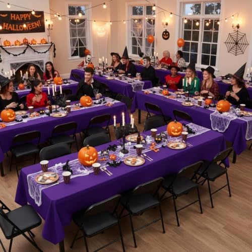 sancua Purple Tablecloths Rectangle, 8 Pack Table Cloth for 6 Foot Tables - Image 2