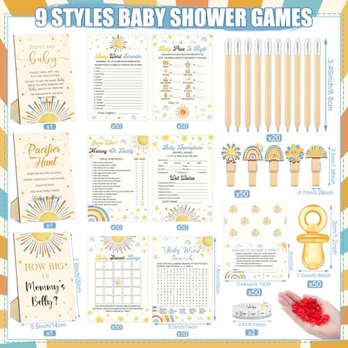 Sherr 476 Pcs Here Comes the Son Baby Shower Games, 6 Sets Activities - Image 3