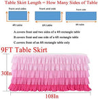 Pink Table Skirt Tutu Tulle Gradient Pink Tablecloth for Round or Rectangle Table Baby Shower Birthday Unicorn Party Home Decor 9ft - Image 5