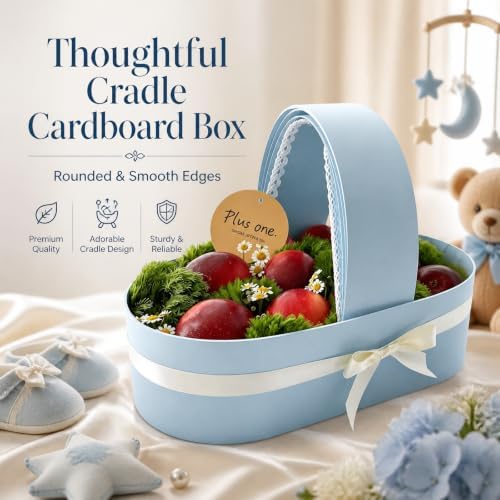 6PCS Baby Shower Box, Baby Carriage Centerpiece Floral Baskets, Crib Basket Cardboard Box, Cradle-shaped Flower Basket Gift Boxs for Celebration Birthday Decor (Blue, 13.19*6.89*3.15 in) - Image 5