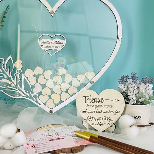 Wedding Guest Book Alternative, Drop Top Frame with Hearts Dropbox - Image 3