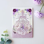 5.12 x7.28 inch 50PCS Personalized Purple Glitter Quinceanera Invitations Kit Laser Cut Hollow Girl Princess Quinceañera Invitations with Envelopes for Quinceanera Bridal Shower Invite - Image 2