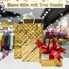 Humyoun 24 Pack Christmas Paper Gift Bags Bulk Assorted Sizes, White,Gold - Image 7