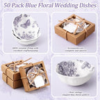 Teenyyou 50 Pack Wedding Favors Small Ceramic Bowls Purple Floral - Image 3