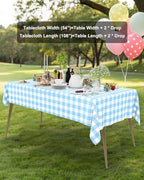 Smiry 12 Packs Gingham Disposable Table Cloth, 54 x 108 Inch Waterproof Plastic Tablecloth, Rectangle Baby Blue and White Checkered Table Covers for Picnic, Birthday, Party - Image 6