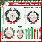 FillTouch 350 Pcs Merry Christmas Paper Plates Napkins Set for 50 Guests - Image 2
