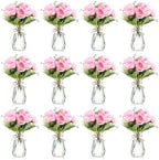 Zeyune 37 Pcs Silk Peonies with Vases Fake Flowers,Pink,Perfume by Zeyune