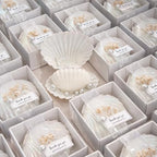 30 Sets Seashell Scented Candles Fully Assembled Wedding Candle Favor with Clear Plastic Box, Pearl, Gift Tag, Ribbon Wedding Party Favor Thank You Gift for Guest Bridal Shower by petitepop
