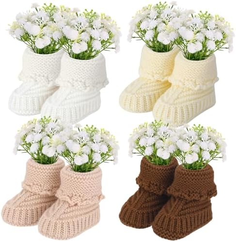 4 Set Knitted Baby Booties for Centerpieces, Baby Shower Centerpieces by Unknown