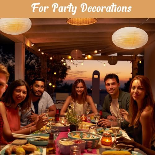 Retisee 2 Pcs Oval Paper Lantern Shade for Party Wedding, 16 Inch, White - Image 4