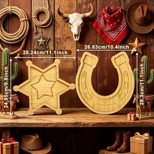 Western Party Decorations Wooden Cowboy Baby Shower Charcuterie Board Trays - Image 5