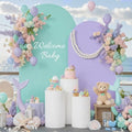 Blue and Purple Photo Arch Backdrop Cover Set of 2-7.2ft and 6ft Arch Covers Stretchy Backdrop Spandex Mermaid Theme Arch Stand Covers for Girls Birthday Party Wedding Banquet Background Decorations by Suppromo