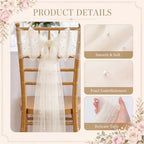 VitalCozy 50 Pack Ivory White Pearls Chair Sashes with Bows Wedding Decor - Image 3