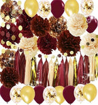 Graduation Decorations Maroon Gold 2026/Burgundy Maroon Graduation Party Decorations/Fall Bridal Shower Decorations/Burgundy Gold Balloons/Birthday Party Decor for Women Fall by Qian%27s+Party