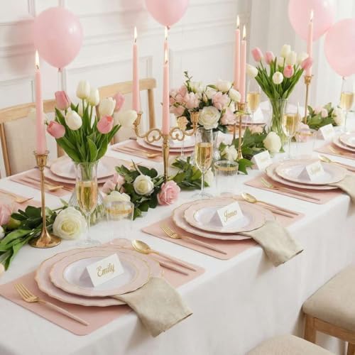 I00000 144 Pink Plastic Silverware, Fancy Gold Silverware with Pink Handle - Image 4