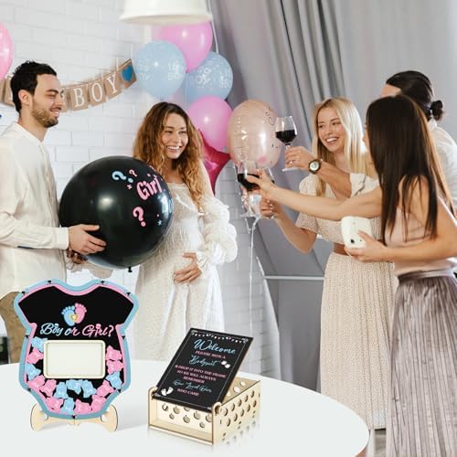 Wenqik 63 Pcs Gender Reveal Baby Shower Guest Book,Blue and Pink - Image 2