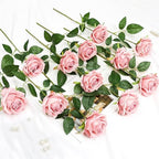 48 PCS Dusty Pink Roses Artificial Flowers, Silk - Image 4