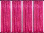 Fuchsia Sequin Backdrop Drapes 4 Panels 2FTx8FT Glitter Backdrop Curtains by QueenDream