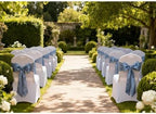 Dusty Blue Chair Sashes Bows 50 Pack Satin Chair Ties Ribbons for Wedding Party Ceremony Event Chairs Decor - Image 2