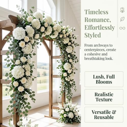 AVIVIHO 105pcs Fake Flowers White Hydrangea Artificial Flowers Bulk - Image 2