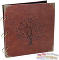Photo Album Scrapbook, 12x12 inch 50 Pages Vintage Leather Cover Big Three-Ring Binder Family Picture Booth DIY Scrapbooking Albums with 408pcs Self Adhesive Photos Corner for Memory Keep, Tree by ADVcer
