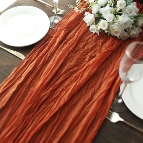 12 Pack Terracotta Cheesecloth Table Runner 10ft Boho Gauze Cheese Cloth Table Runner Rustic Sheer Runner 120 inch Long for Christmas Wedding Bridal Baby Shower Birthday Table Decorations - Image 3
