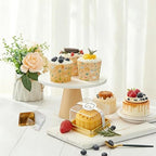 100Set 3X3X1.6 Inch Mini Cake Containers with Clear Lids Gold Base - Image 4