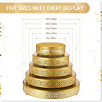 Wenqik 5 Pcs Metal Gold Cake Stand,16/14/12/10/8 in Round Cake Holder - Image 2