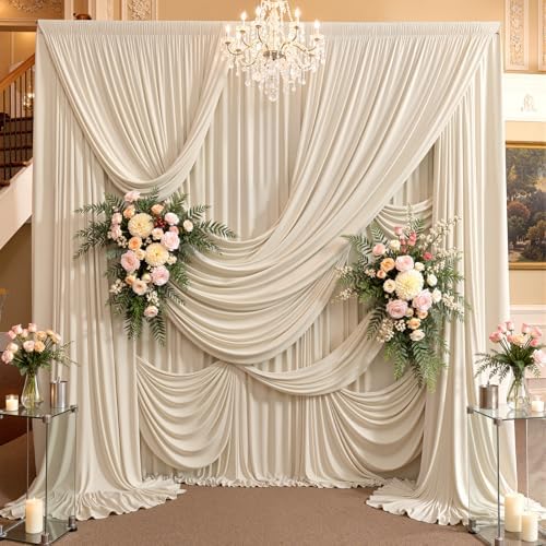 10ft×15ft Beige Backdrop Curtain for Wedding Parties by PartyVillage