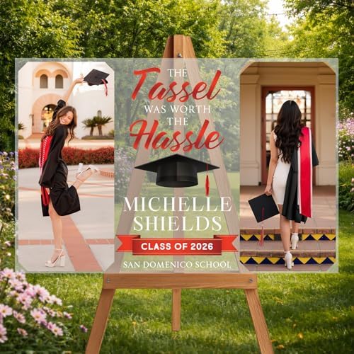 Personalized Clear Graduation Yard Sign with Photo – Custom Acrylic Welcome Sign “Tassel Was Worth the Hassle” for High School Senior & College Graduation Party, Class of 2026 Outdoor Decor - Image 4