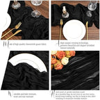 24 Pack Black Table Runner 10Ft Cheesecloth Table Runner Rustic Gauze Table Runners Romantic Long Sheer Fabric Cheese Cloth Table Runners for Wedding Party Bridal Baby Shower - Image 4