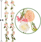 DearHouse 2Pack Artificial Peony Flower Garland - Silk Peony Garland with Pink and White Flowers for Wedding Party Table Decoration,6ft/Strand - Image 6