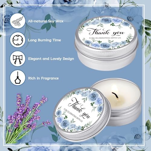 MTLEE 50 Pcs Wedding Candles Gift Favors for Guests 1 Oz, Blue Flowers - Image 4