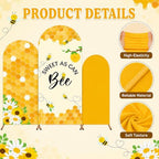 3Pcs Honey Bee Arch Backdrop Covers 4ft 5ft 6ft Bees Flower Honeycomb Arch Stand Covers Honey Bee Birthday Party Decoration Photo Background for Bees Birthday Baby Shower Wedding Party Supplies - Image 3