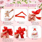 Funnymoom 24 Pcs Mother's Day Basket for Gifts Empty Vintage Floral Tulip Gift Basket Empty to Fill with Handle, Transparent Bag and Bow for Best Mom Gift Flower Tea Party Supplies, 9.8 x 6.5 x 4.3'' - Image 4