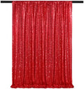 Red Backdrop Curtain for Christmas Party, 6x8FT Sparkly Sequin Fabric by QueenDream