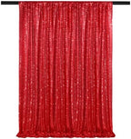 Red Backdrop Curtain for Christmas Party, 6x8FT Sparkly Sequin Fabric by QueenDream