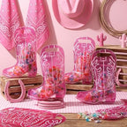 Qinyoung 50 Pcs Cowboy Boots Gift Bags Plastic Western Theme Party Goodie Bags with Handles Resealable Wild West Plastic Pouches for Rodeo Cowgirl Birthday Baby Shower Bachelorette Gifts(Pink) - Image 3