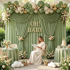 30ft x 10ft Sage Green Backdrop Curtains for Parties, 6 Panels 5ft x 10ft Wrinkle-Free Drapes for Wedding Backdrop Boho Rustic Garden Party Engagement Baby Shower Photography Background - Image 5