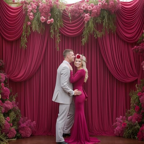24x10FT Burgundy Backdrop Curtains for Wedding Parties, Wrinkle Free Polyester Photography Backdrop Drapes for Wedding Baby Shower Birthday Parties Stage Background Stand Decorations 4x10ft,6 Panels - Image 4