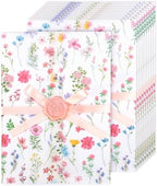 AnyDesign 50 Sets Wedding Invitations Wraps Flower Pre-Folded Vellum Jackets Pink Floral Wildflower Paper Envelope Liner with Wax Seal Sticker and Ribbon for 5 x 7 Invitation Cards by AnyDesign