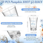 Funnymoom 50 Sets Blue Pumpkin Baby Shower Favors for Guests Souvenir a Little Pumpkin Is on the Way Acrylic Clear Shot Glasses Thank You Tags with Organza Bags for Party Decorations - Image 2