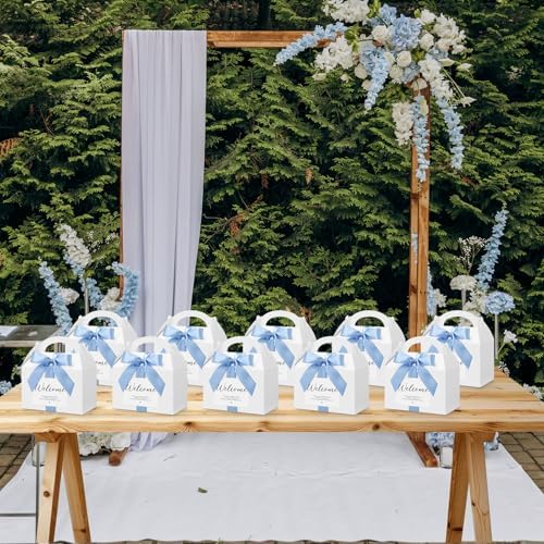 Maitys 50 Set Welcome Boxes for Wedding Guests 9x6x6 Gable Boxes Light Blue - Image 6