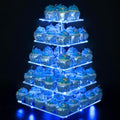 YestBuy 5 Tier Cupcake Stand Acrylic Cupcake Tower Display with LED Light Premium Cupcake Holder Dessert Tree Tower for Birthday Cady Bar Party Décor Weddings, Birthday Parties Events (Blue Light) by YestBuy