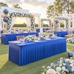 4 Pack Royal Blue Table Cloth for 8 Foot Rectangle Tables Spandex Fitted Tablecloth 8ft Stretch Table Covers Skirt Blue Banquet Tablecloths Wrinkle Free Tablecloth for Party Wedding Birthday Event - Image 3