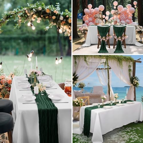 15 Pack Emerald Green Cheesecloth Table Runner 9FT Rustic Sheer Table Runners 17x108 Inch Gauze Boho Runner for Wedding Bridal Baby Shower Birthday Party Table Decorations - Image 7